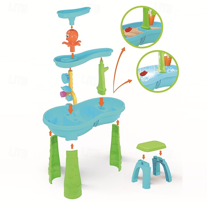 Table à eau pour tout-petits de 3 à 5 ans et de 1 à 3 ans - Table à eau d'extérieur pour enfants - Table sensorielle de sable, jouets d'été pour la plage, table d'activités pour bac à sable, jouets de 2025 ? $148.99 –P5