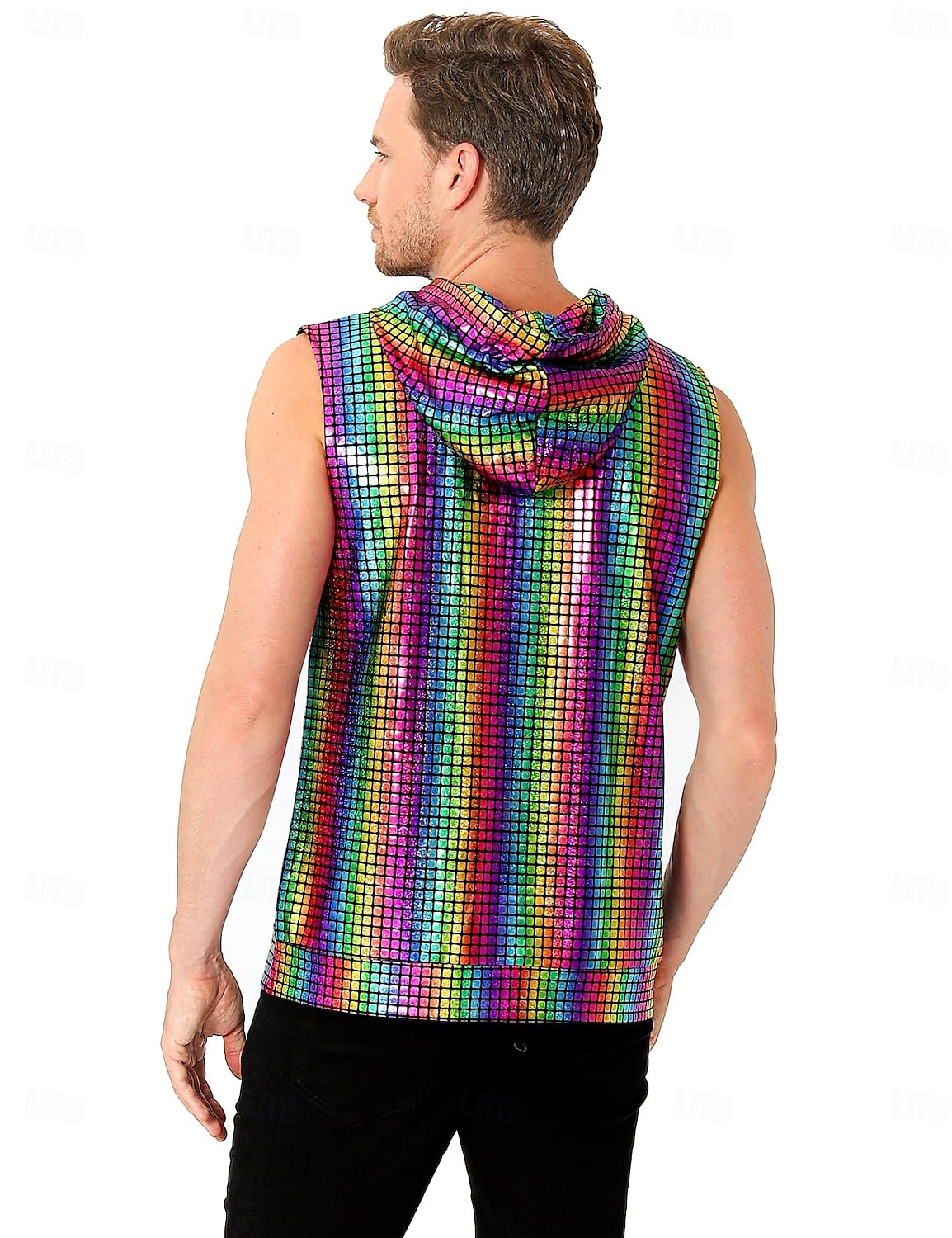 Retro 80. léta Blouznit Mikina bez rukávů Disko Zapni Mřížka / Přehoz Pánské předvečer Všech svatých Karneval hudební festival Pride Parade Gay klub Dospělé Vesta Celý rok 2025 - $27.99 –P12