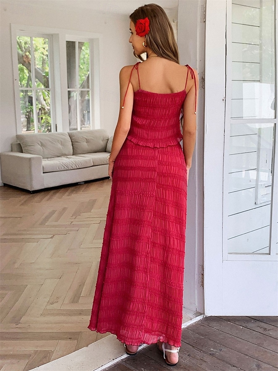 A-vonal quinceanera ruhák elegáns ruha esküvő esküvői vendég bokáig érő ujjatlan V-nyakú poliészter hát nélküli gyűrött részletekkel 2025 - $109.99 –P9