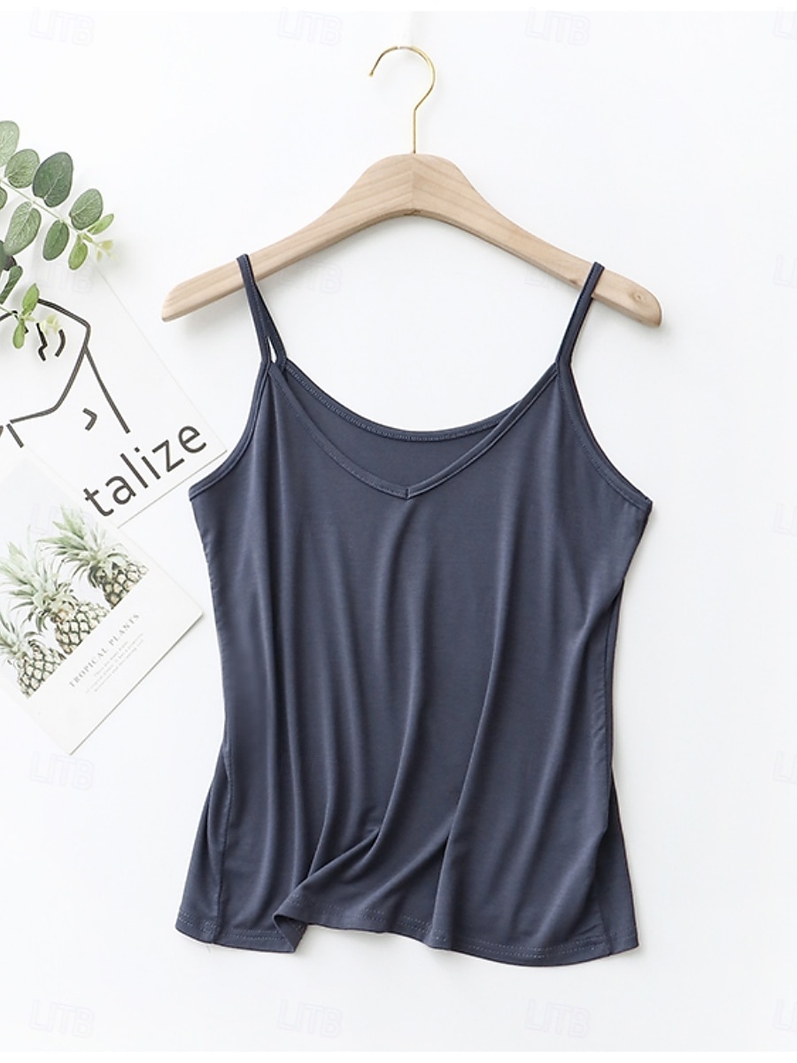 Pentru femei Camisole Tank Top Culoare solidă Zilnic De Bază Casual Fără manșon Cu Bretele Topuri obișnuite Zilnic Fără Spate Negru Alb Roz Îmbujorat Bleumarin Trifoi Vară 2025 - $6.49 –P8