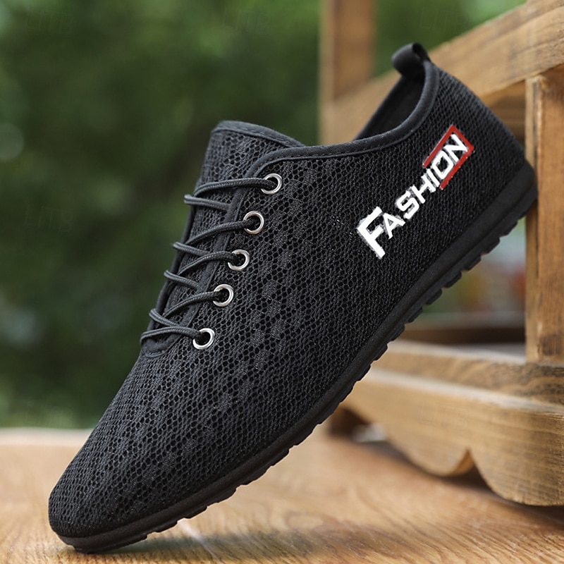 Grijze mesh sneakers voor heren met ademend bovenwerk en vetersluiting - lichtgewicht, comfortabel, geschikt voor dagelijks gebruik en een actieve levensstijl 2025 - $19.99 –P1