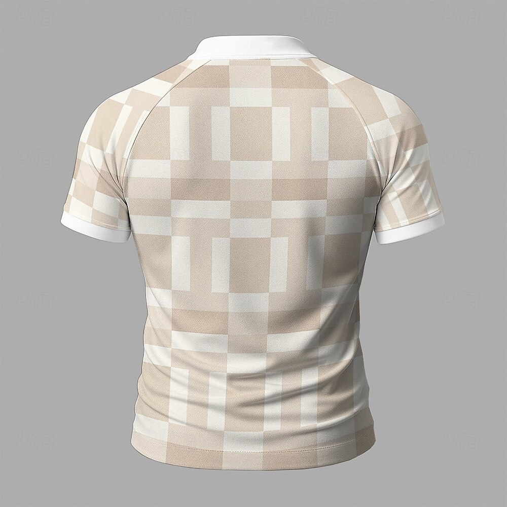 Men's Color Block Zip Polo Short Sleeve Stand Collar Business Modern Leisure Business Athleisure Casual Daily Zipper 3D Print Summer Robin's Egg Blue Grey Orange 2025 - $20.99 –P2