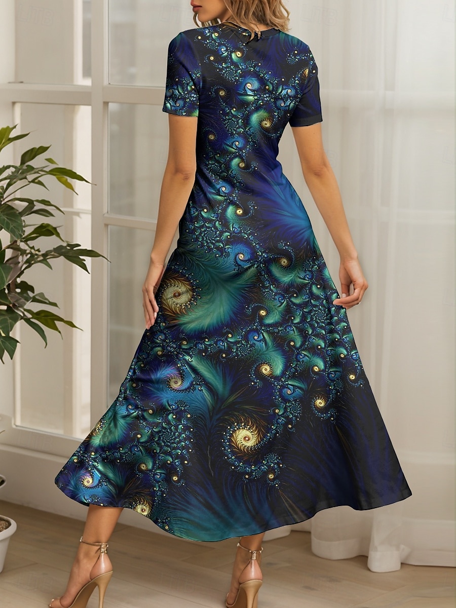 Femmes Robe maxi Robe Décontractée Robe trapèze Robe d'été Élégant Vacances Occasionnel Coupe régulière Graphique Abstrait Manche Courte Col carré Rouge Bleu Violet Vert Été Printemps de 2025 ? $31.99 –P2
