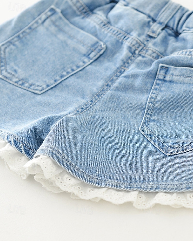 Kids Girls' Shorts Floral Streetwear Patchwork School 4-12 Years Summer Navy Blue Royal Blue Blue 2025 - $11.99 –P7