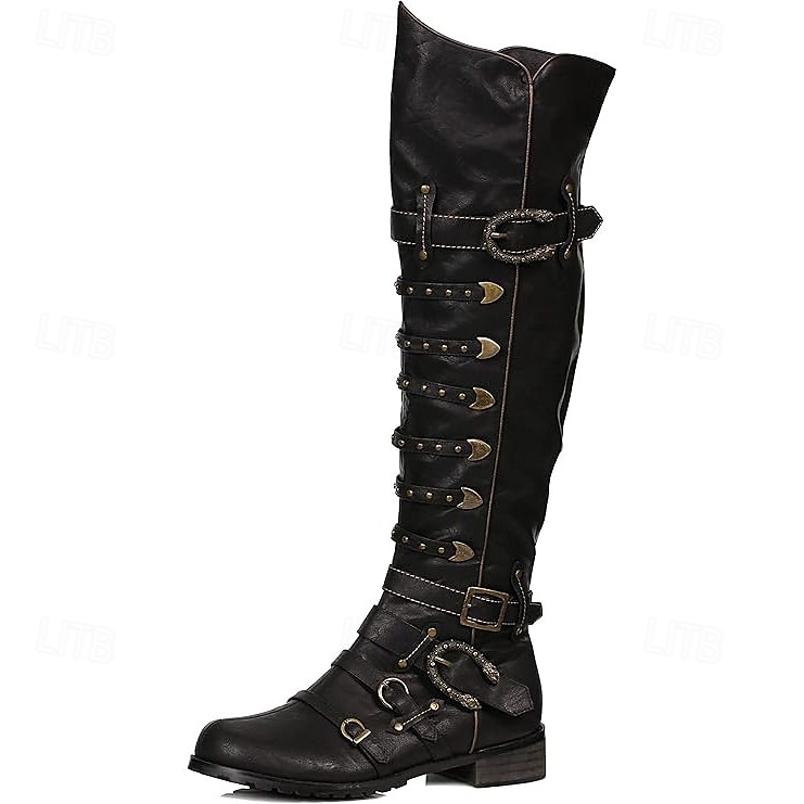 Medieval Renacimiento Zapatos Botas hasta la rodilla Botas planas de jazz Hombre Celta Pirata Víspera de Todos los Santos Mascarada Rendimiento LARP Feria Ren Adulto Zapatos 2025 - $88.99 –P4