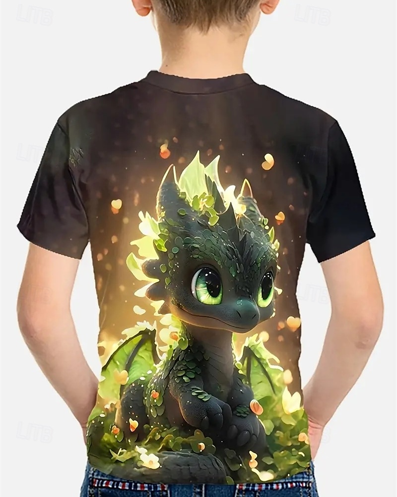 Jongens 3D Dinosaurus T-shirt Korte mouw Zomer Lente Modieus Basic Kinderen 4-12 jaar Strakke ronde hals Buiten Casual Dagelijks Normale pasvorm 2025 - $11.99 –P2