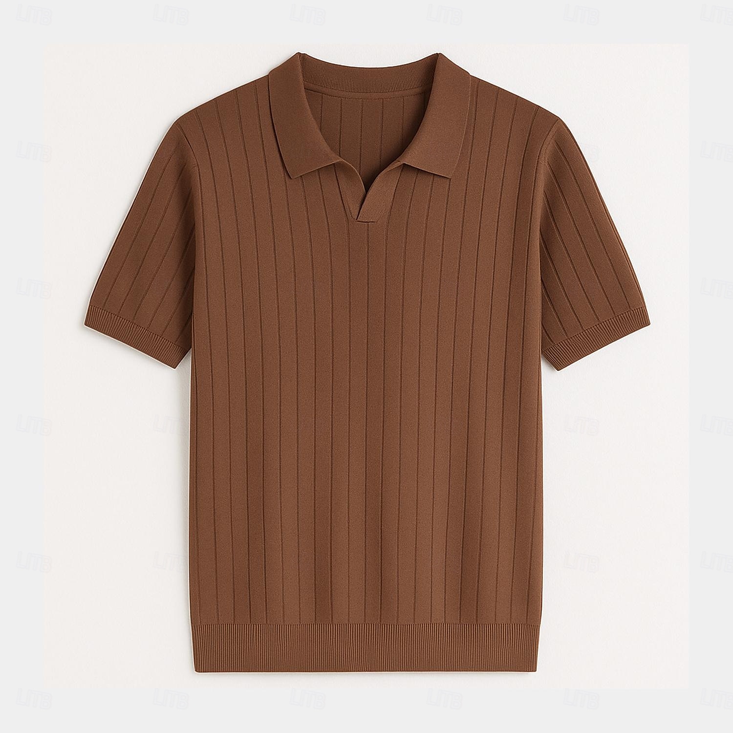 Per uomo Polo Maglione polo lavorato a maglia Affari Casuale Scollo a V Manica Corta Formale Tinta unica Novità Estate Tutte le stagioni Blu chiaro Cachi chiaro Nero Bianco Verde militare Caffè Polo del 2025 a $27.99 –P14