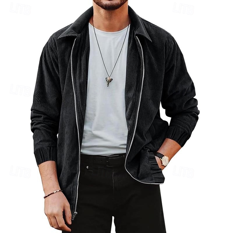 Per uomo Giacca Camicia Giacca di transizione Quotidiano Leggero Tasca Primavera Autunno Semplice Classico Bavero Nero Marrone Verde Beige Grigio Giacca del 2025 a $39.99 –P6
