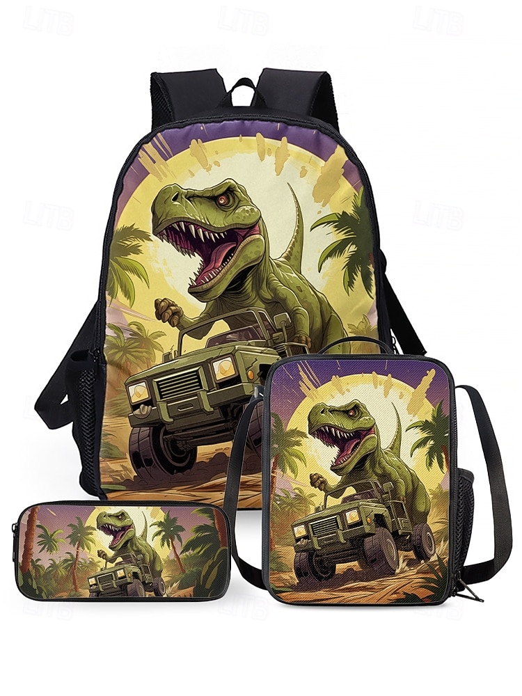 Kids' 3-Piece Dinosaur Backpack Set with Lunch Bag and Pencil Case, T-Rex Print, Lightweight School Bag for Boys, Girls and Elementary Students 2026 - $34.99 –P4