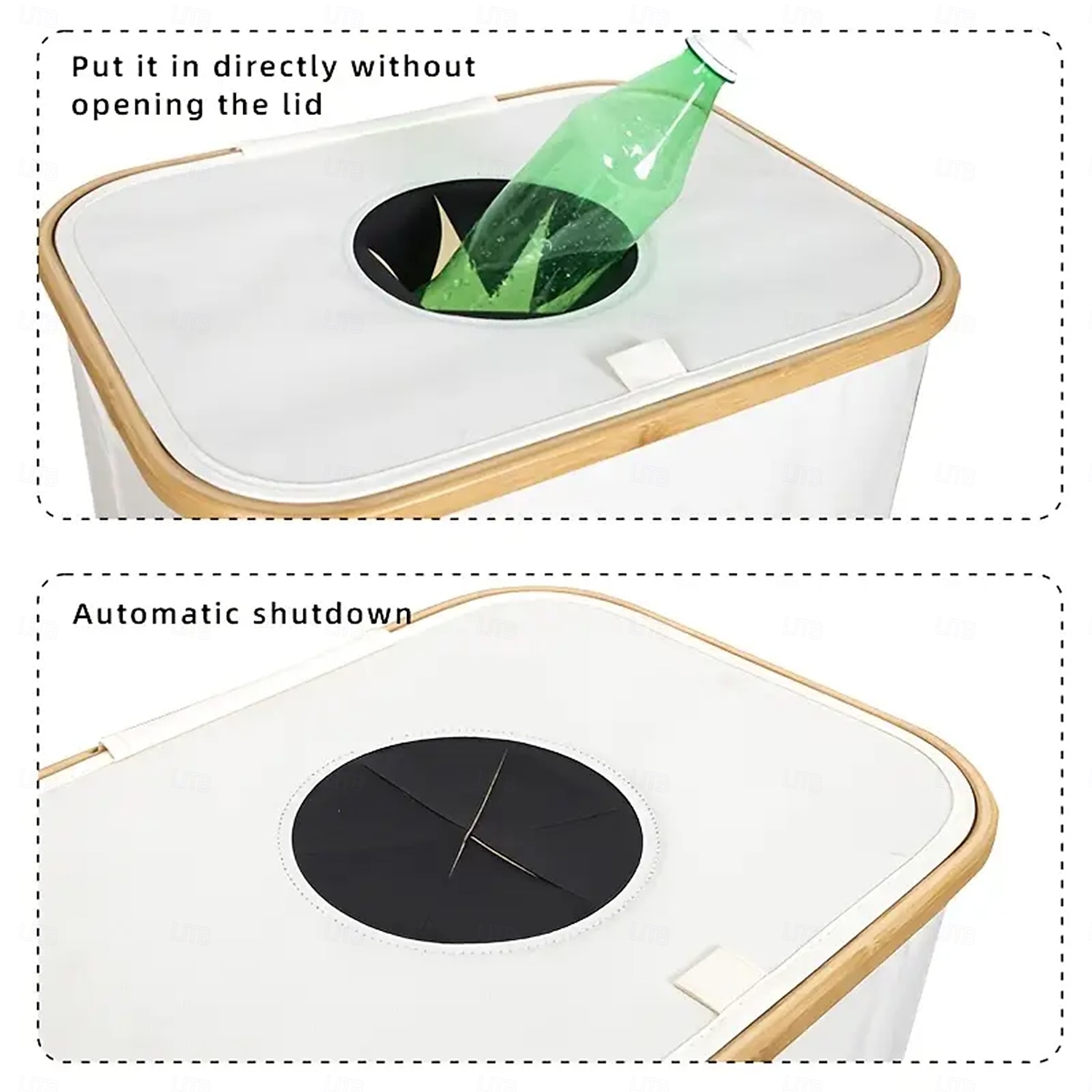 Recycling Bin with Lid and Removable Reusable Inner Bag,100L Bamboo Frame Oxford Fabric Trash Organizer with Odor Control, 4 Support Rods for Kitchen, Camping, Dorm, Office, Travel 2025 - $21.99 –P3