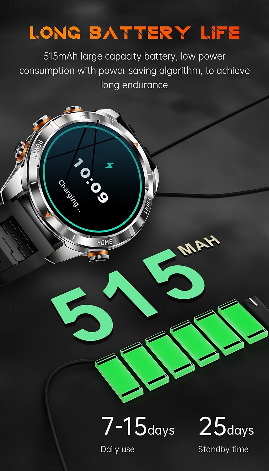 Умные часы kt80, 1,46-дюймовый дисплей HD, спортивные часы для активного отдыха с напоминанием о звонках, фонариком, датчиком ультрафиолета, водонепроницаемые, более 100 режимов, корпус 48 мм 2025 - $49.99 –P7