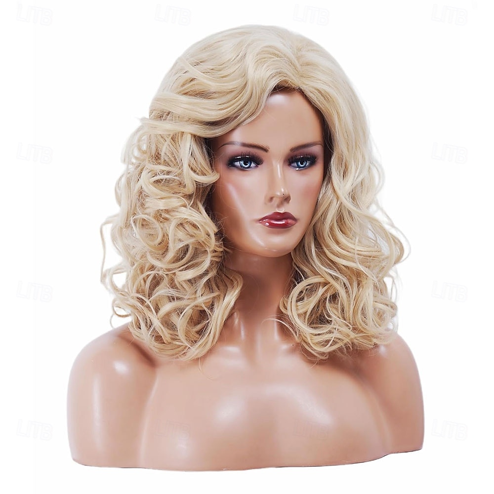 Blond syntetické paruky pro ženy dlouhé vlnité paruka prodyšné bez krytky tepelně odolné pro 70. a 80. léta cosplay halloween denní nošení 2025 - $24.99 –P5