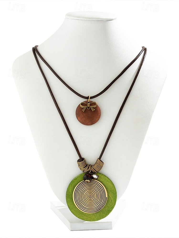 Collier bohème à pendentif en bois multicouche pour femme – perles en alliage naturel faites à la main, design ethnique en spirale, bijoux légers pour tenues décontractées, fêtes d'été et vacances à la plage de 2025 ? $9.99 –P7