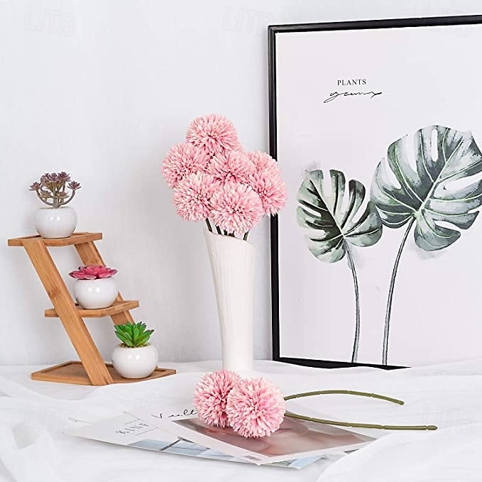 Artificial Chrysanthemum Ball Flowers, Macaron Color Fake Table Tennis Flowers for Wedding Decor, Home Decoration, Desktop Arrangement, Photography Props, Faux Floral Bouquet 2026 - $9.99 –P3