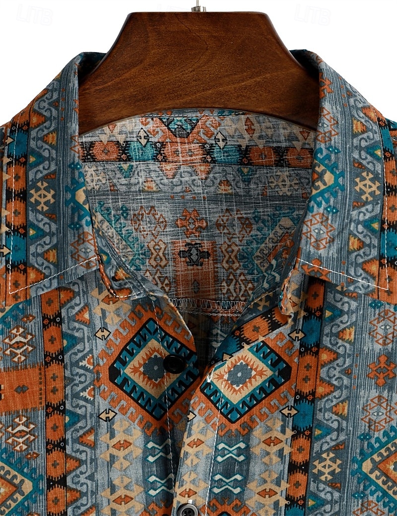 Retró Boho 1970-es évek Ing Hawaii ingek Hippi Azték Törzsi Férfi Mindszentek napja Farsang zenei fesztivál Tengerparti nyaralás Retro témájú buli Felnőttek Ing 2025 - $25.99 –P10