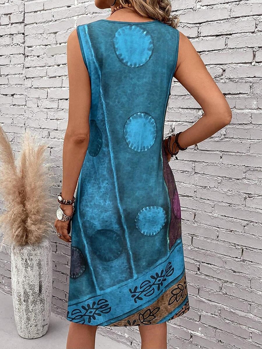 Damskie Sukienka mini Sukienka letnia Sukienka A line Letnie sukienki Urlop Codzienny Boho Regularny Graficzny Geometryczny Kolorowy blok Bez rękawów Dekolt w kształcie litery U Ciemnoczerwony 2025 - $21.99 –P2