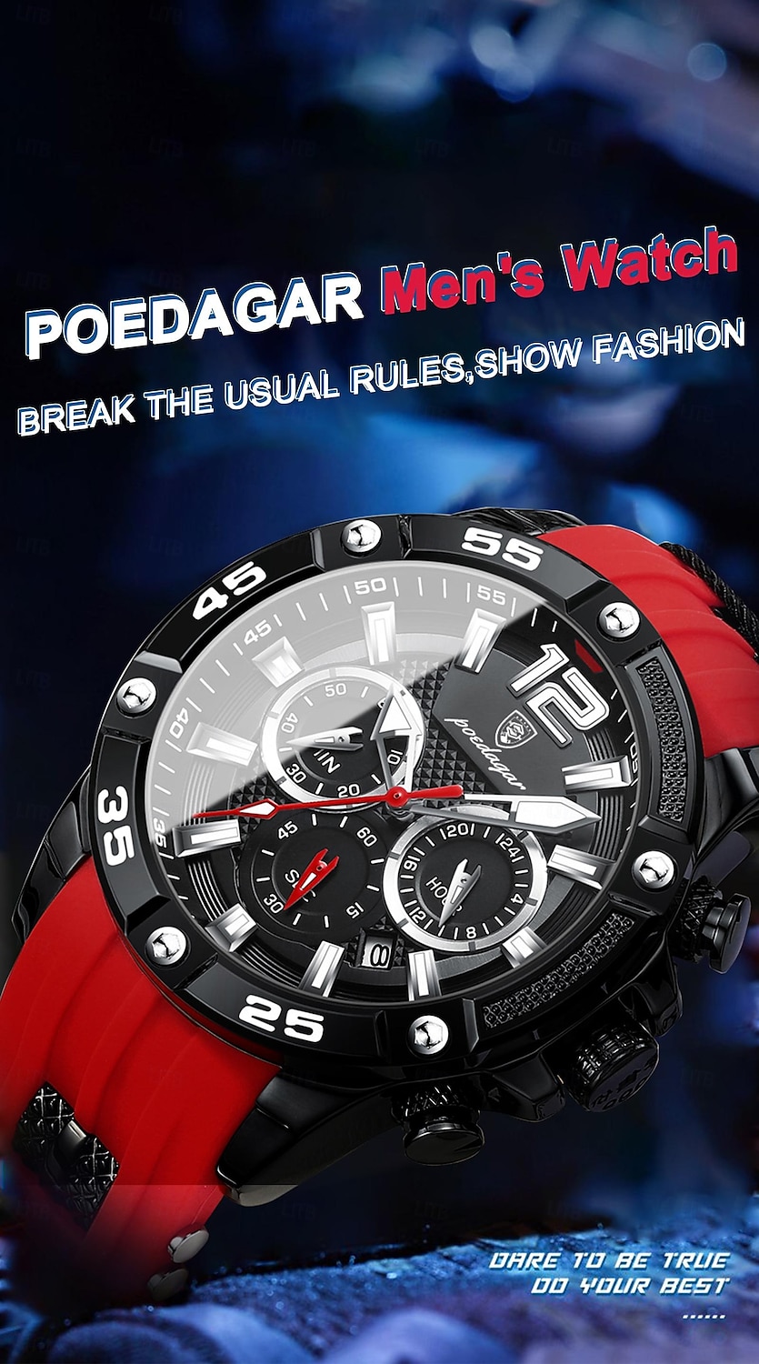 912 New Multi functional Fashion Luxury Men's Waterproof Night Light Watch Silicone Strap Quartz Men's Watch 2025 - $35.99 –P1