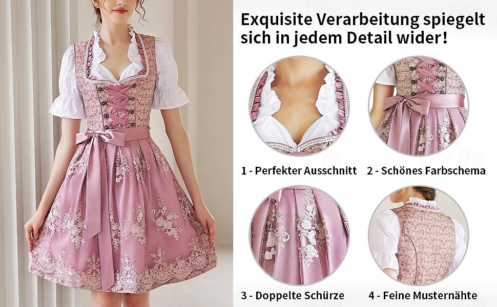 Oktoberfest Lace Dress Dirndl Dirndl Blouse Maid Bavarian German Munich Wiesn Women's Carnival Beer Festival Traditional Style Cloth 2026 - $72.99 –P2