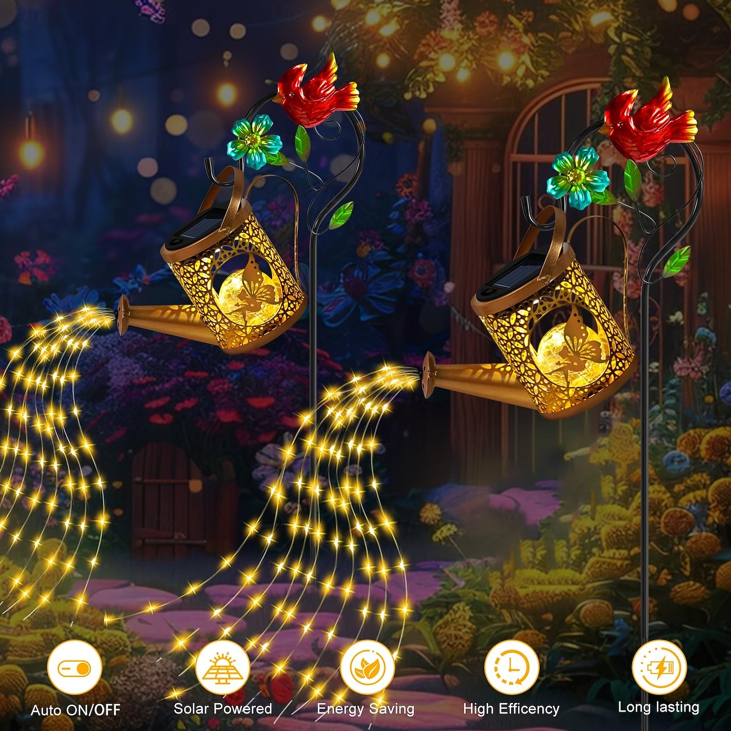 1 stuk buitenzonne-tuinverlichting, waterdichte metalen engel, waterfleslamp, hangende waterval, decoratieve lamp, holle projectielamp, binnenplaats, tuin, gazon, pad, landschapsverlichting 2026 - $30.99 –P5