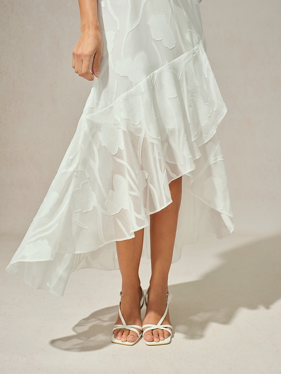 Dames Maxi-jurk Jurk met ruches Elegant Bruiloft Bruiloft gast Avond Feest Normale pasvorm Bloemig Mouwloos U-hals Wit Zomer Lente 2025 - $49.99 –P2