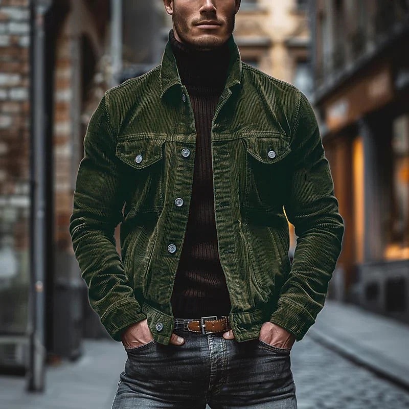 Men's Shirt Jacket Overshirts Transition Jacket Daily Lightweight Pocket Spring Fall Plain Casual Lapel Black Blue Army Green Dark Gray Coffee Jacket 2025 - $33.99 –P1