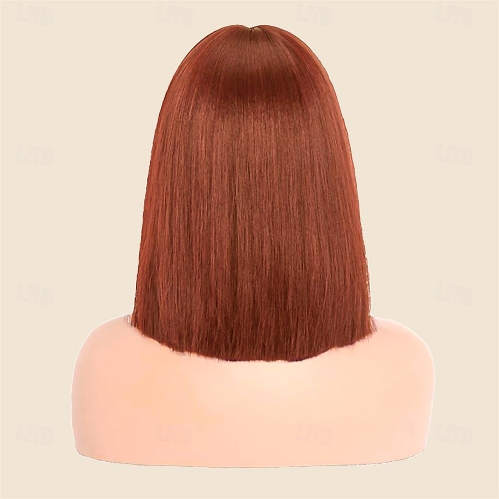 Short Straight Bob Auburn Wigs with Fringe Shoulder Length Hair Colorful Wig for Women Girls Heat Resistant Synthetic Wig for Cosplay Halloween Party 14 Inch 35cm Ginger Brown 2026 - $24.99 –P5