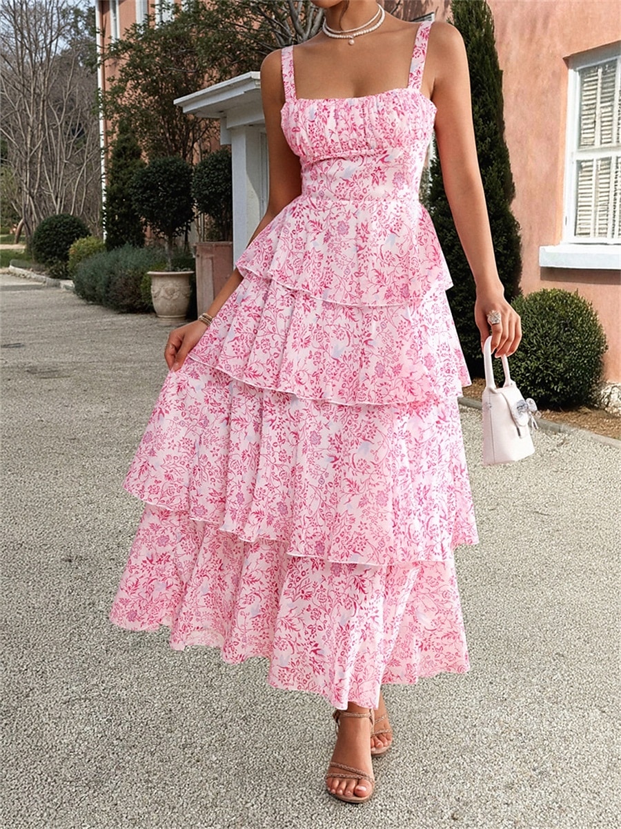 A-Linie Šaty Quinceanera Elegantní Šaty Svatební Svatební Host Délka Kotníků Bez Rukávů Spaghetti Popruh Polyester Bez Záda s Květinovým Potiskem Svatební Host Šaty 2025 - $109.99 –P1
