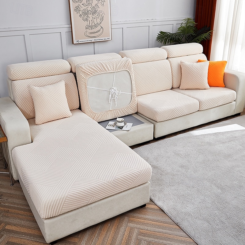 Funda de cojín elástica para sofá, funda elástica para sillón seccional, sofá de dos plazas, 4 o 3 plazas, forma de L, sólida, suave, duradera, lavable 2025 - $12.49 –P10