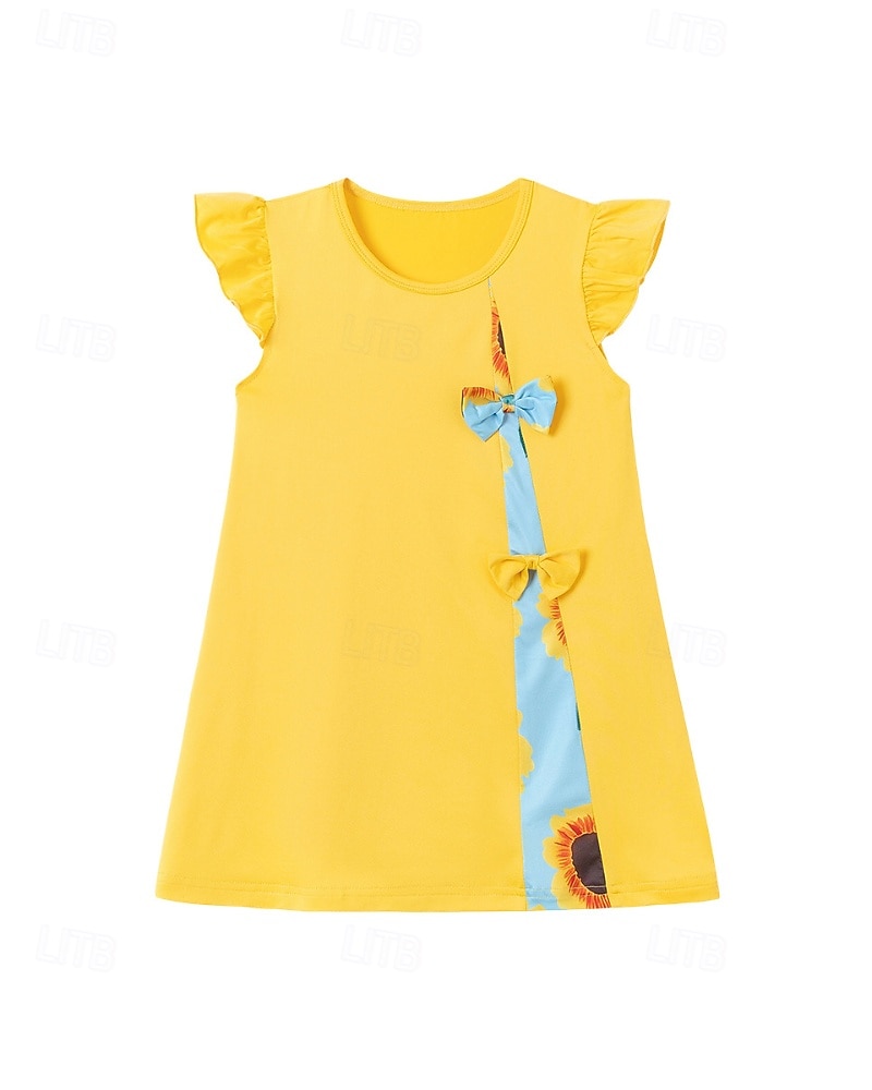 Kinder Mädchen Kleid Farbblock Ärmellos Outdoor Patchwork Niedlich Basic Baumwolle Knielang Freizeitkleid Sommer Ab 4 Jahren Gelb 2026 - $12.49 –P2