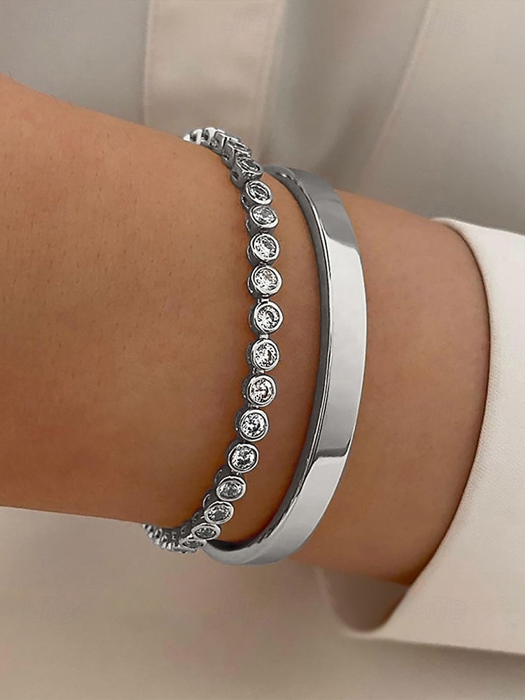 Goldfarbenes Kristallarmband-Set für Damen – elegante Stapelarmreifen für Partys, Verabredungen und den Alltag 2026 - $9.99 –P2