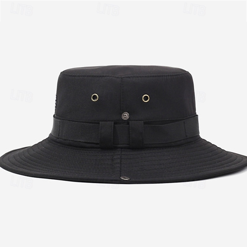 Męskie Kapelusz bucket Kapelusz Czarny Khaki Poliester Ściągana na sznurek Moda Codzienny Ulica Codzienny Równina Filtr przeciwsłoneczny Oddychający 2025 - $6.99 –P8