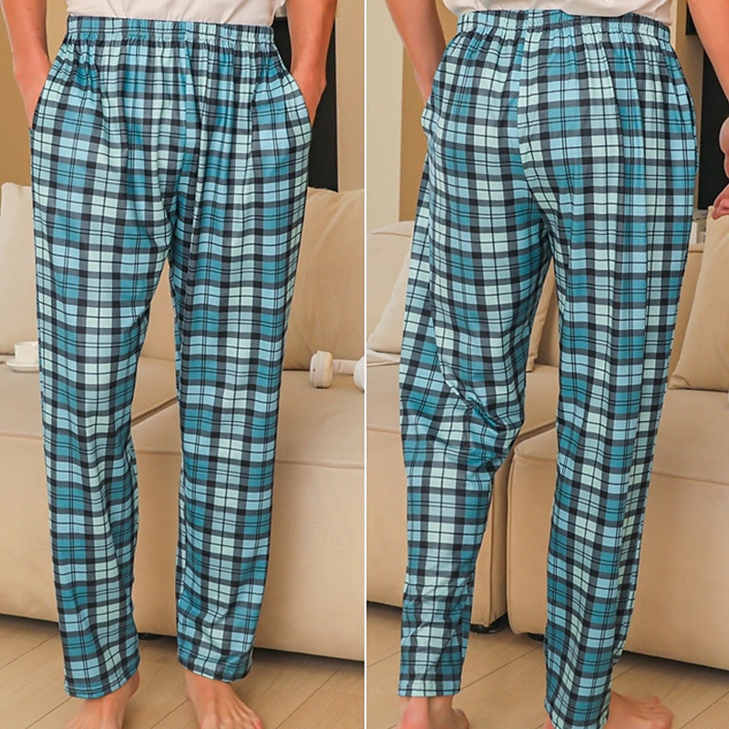 Herren Freizeitkleidung Karierte hose Lounge Hose Karomuster Mode Klassisch Lässig Heim Täglich Bett Polyester Komfort Atmungsaktiv Weich Hose Elastischer Bund Frühling Herbst Schwarz Rote 2025 - $15.99 –P4