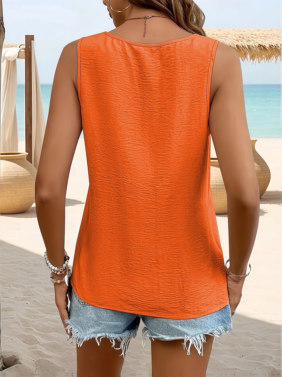 Pentru femei Camisole Tank Top Simplu Elegant Stilat De Bază Fără manșon În V Topuri obișnuite Zilnic Concediu Negru Alb Portocaliu Vară Primăvară 2025 - $16.99 –P2
