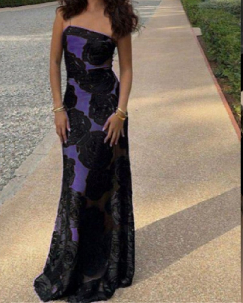 Women's Long Dress Maxi Dress Casual Dress Floral Dress Fashion Elegant Dress Outdoor Party Holiday Regular Fit Flower Sleeveless Spaghetti Strap Black Blue Purple Summer 2025 - $29.99 –P4