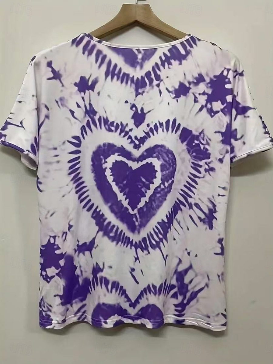 Pentru femei Tricou Cravată Modă Modern Manșon scurt În V Topuri obișnuite Zilnic Peteci Imprimeu Roșu-aprins Mov Fucsia Trifoi Vară 2025 - $14.99 –P11