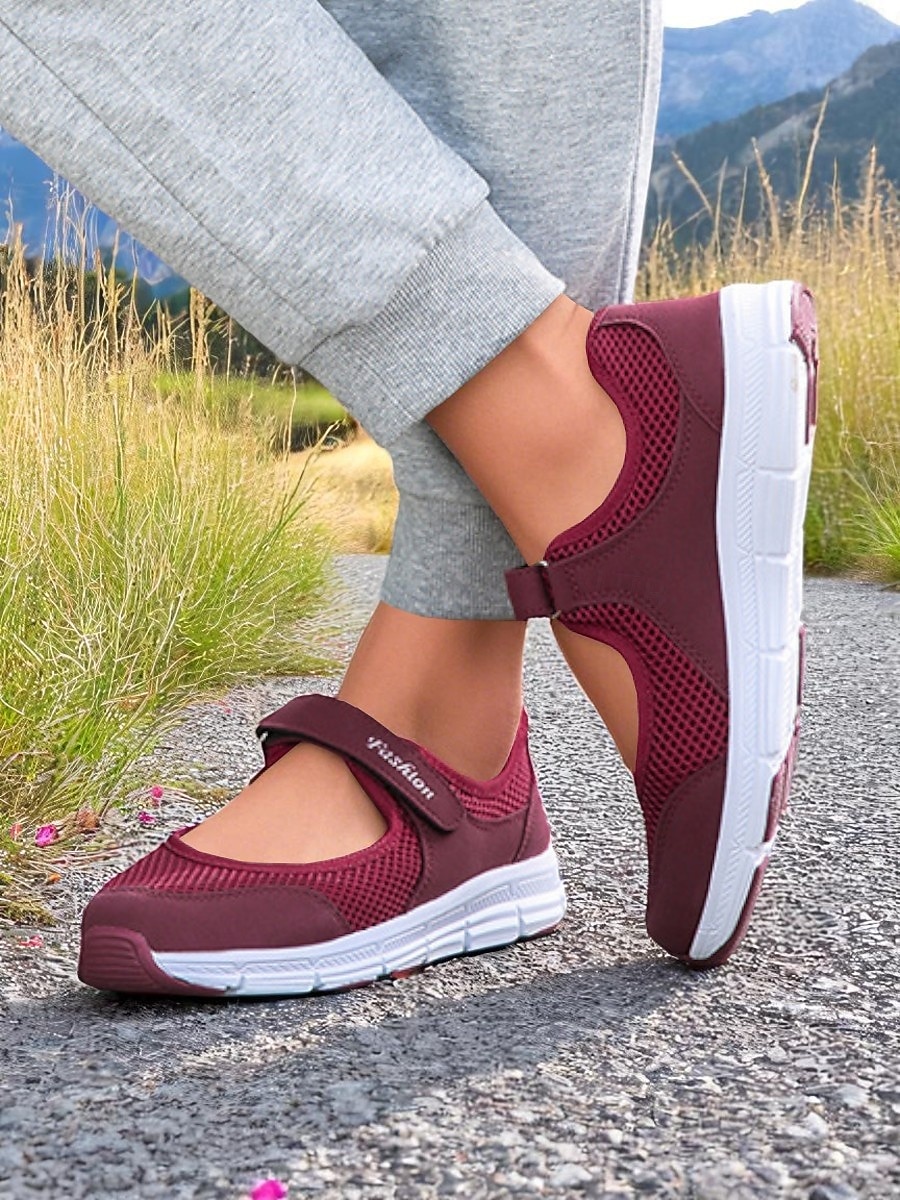 Women's Breathable Mesh Walking Shoes with Magic Tape Strap – Lightweight Athletic Flats, Great for Outdoor Fitness, Travel Hikes, Casual Errands & Active Lifestyles 2026 - $24.99 –P1