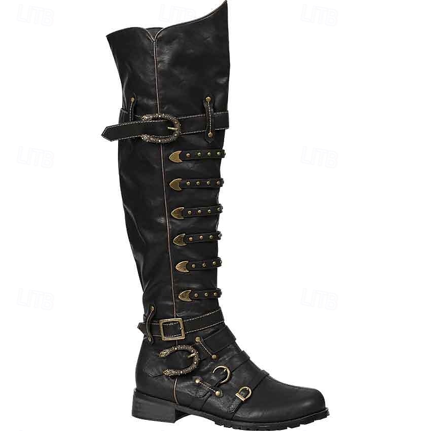 Medieval Renacimiento Zapatos Botas hasta la rodilla Botas planas de jazz Hombre Celta Pirata Víspera de Todos los Santos Mascarada Rendimiento LARP Feria Ren Adulto Zapatos 2025 - $88.99 –P2