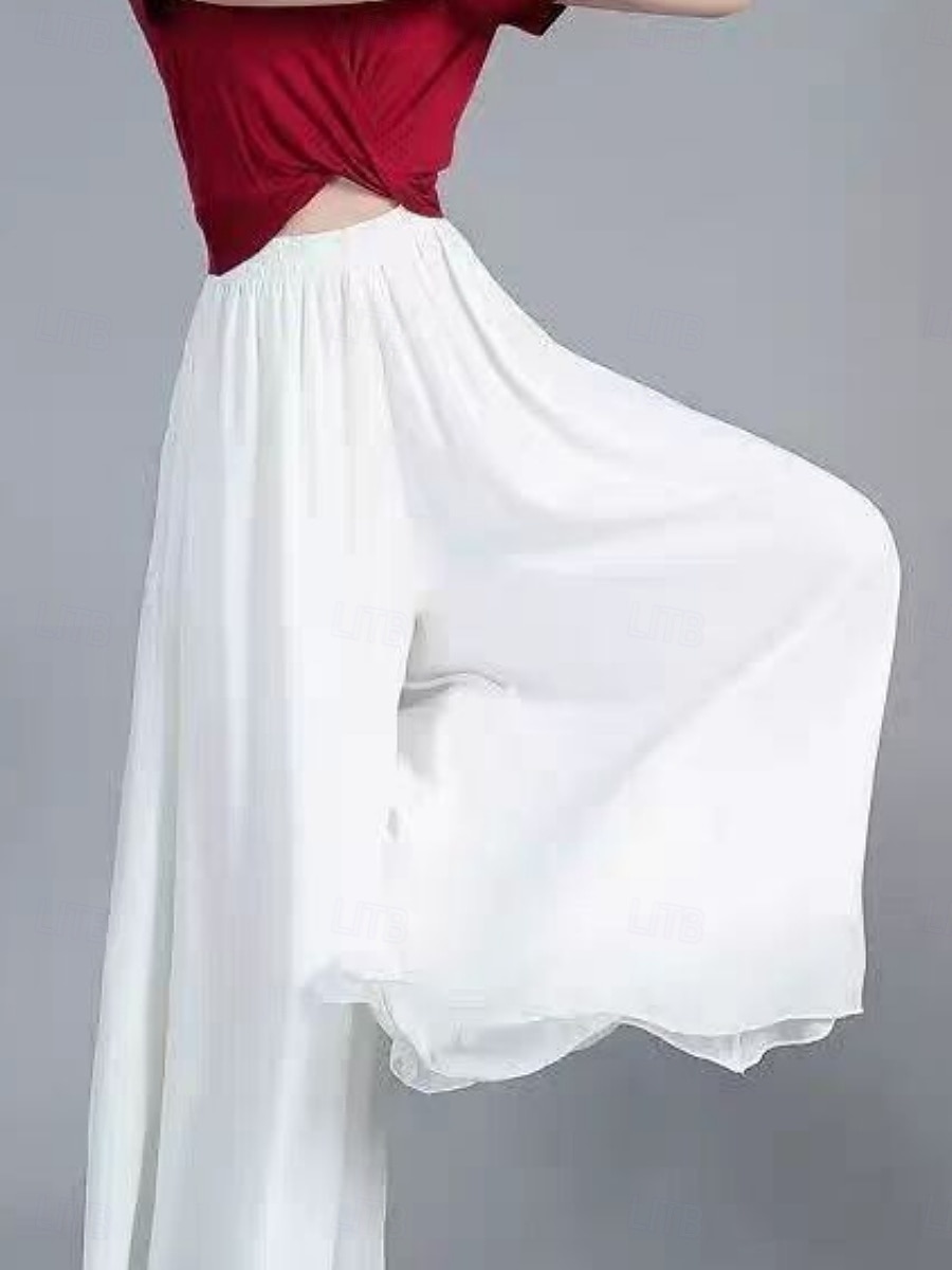 Mujer Perneras anchas Chinos Activo Estilo clásico Longitud total Alta cintura Plano Cintura elástica Confortable Suave Cómodo Microelástico Exterior Vacaciones Calle Negro Blanco Verano Ajuste 2025 - $19.99 –P5