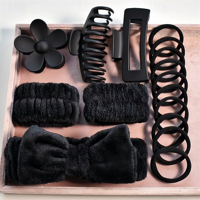 Conjunto de 16 faixas de cabeça para cuidados com a pele, conjunto de faixas de cabeça para lavagem facial, spa e maquiagem, incluindo 1 faixa de cabelo, pulseira, 3 grampos de cabelo e 10 elásticos de 2025 por $9.49 –P5
