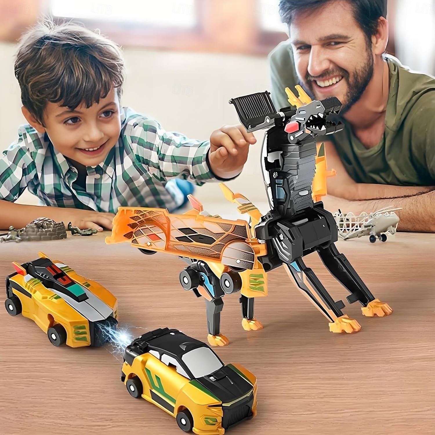 2 In 1 Collision Transforming Dinosaur Car Toy for Kids, Magnetic Automatic Conversion Vehicle, Dino Car Toy Gift for Boys and Girls 2025 - $25.99 –P6