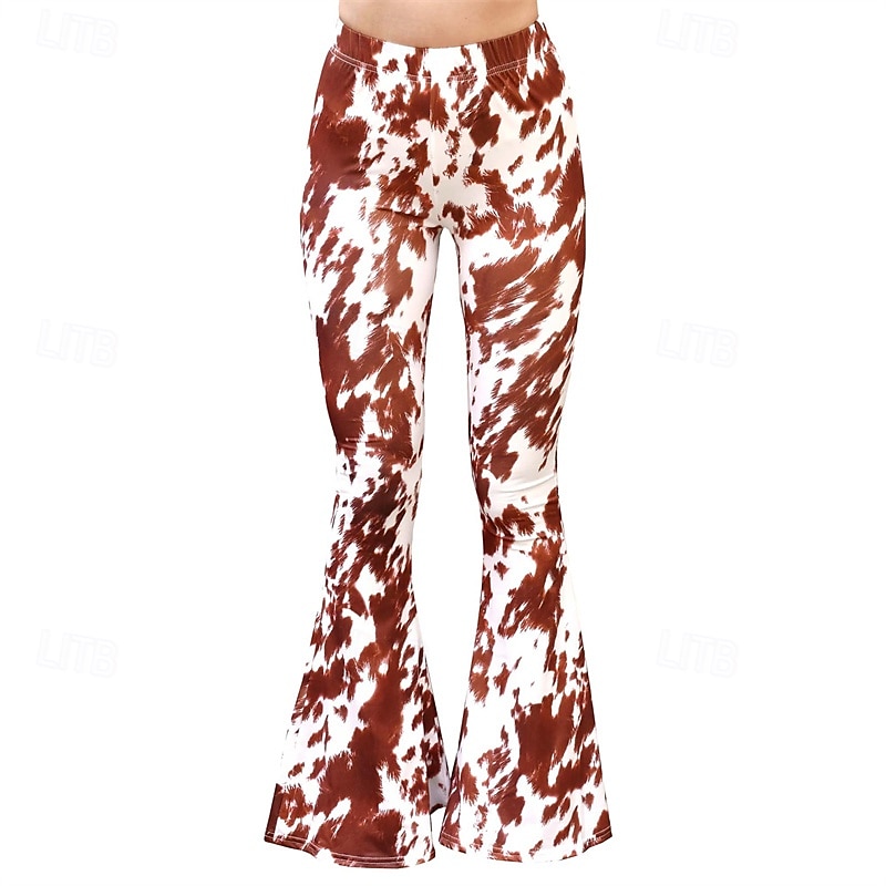 Retró Boho 1970-es évek Bell Bottom Pants fellángoló nadrág Hippi Diszkó Magas derék Állat Női Mindszentek napja Farsang Vakáció zenei fesztivál Fesztivál Felnőttek Nadrágok 2025 - $21.99 –P3