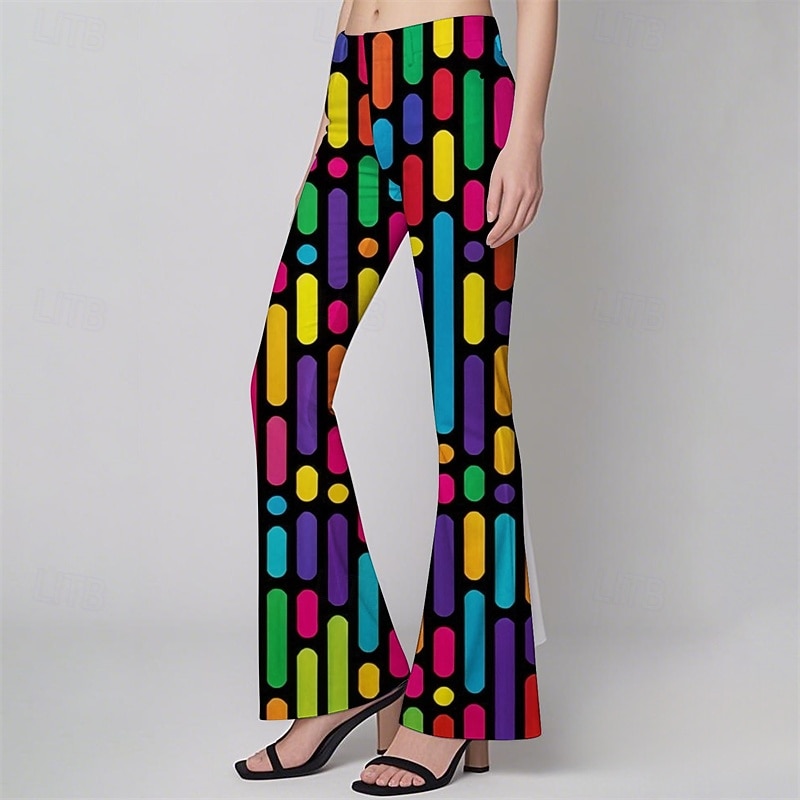 Retrò Vintage Anni '70 Fantastico Pantaloni a zampa d'elefante leggings svasati Pantaloni a zampa Hippie Disco Vita alta Geometrico Psichedelico Costume Per donna Halloween Carnevale Vacanza Festival del 2026 a $48.99 –P7