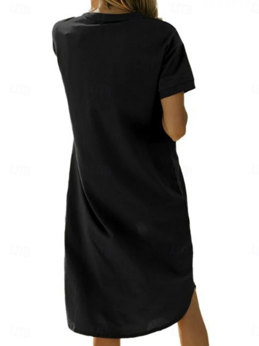 Femmes Robe Midi Robe Décontractée Robe d'été Mode Moderne Quotidien Week-end Coupe régulière Uni Manche Courte Col ras du cou Noir Blanche Rouge Vert foncé Été de 2025 ? $16.99 –P13