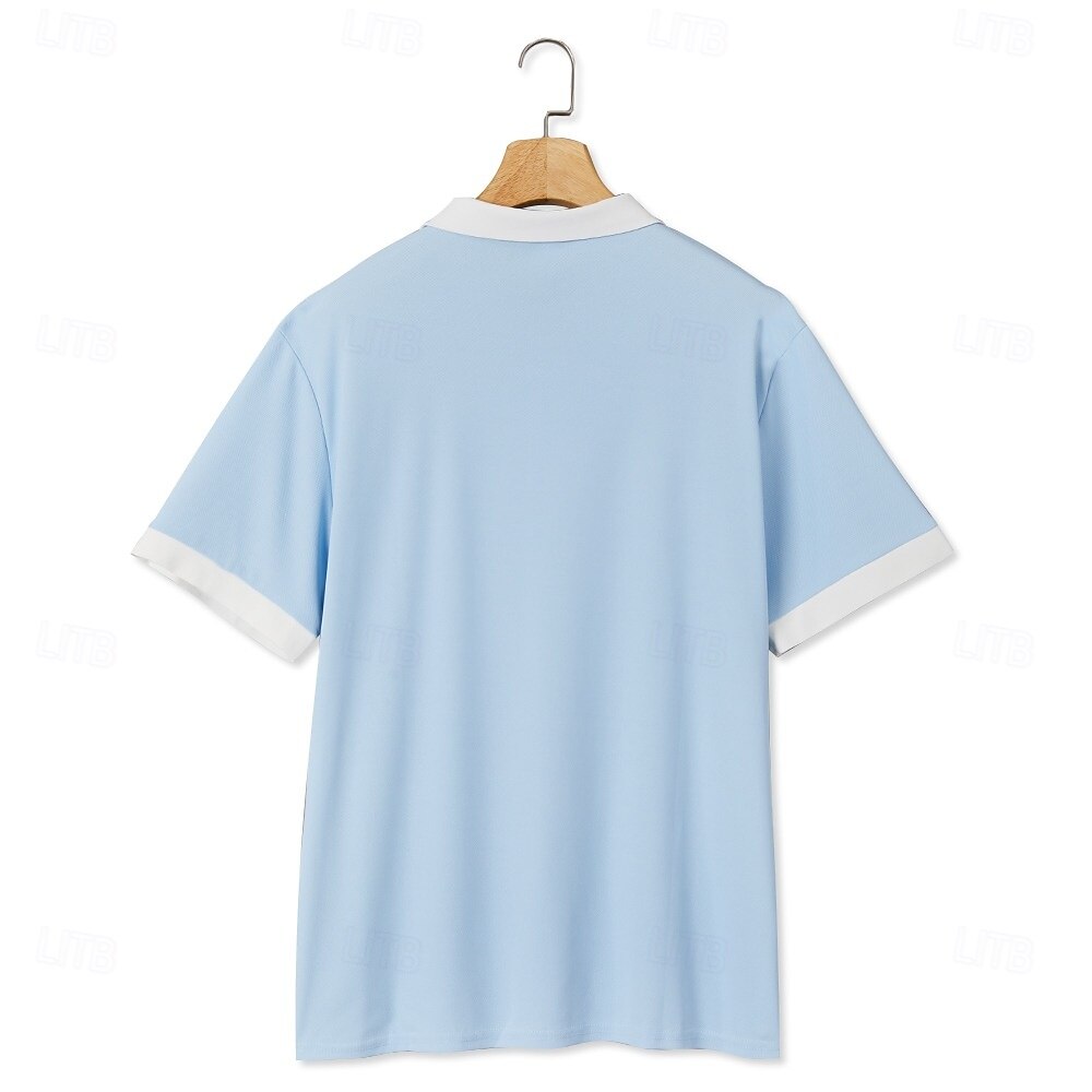 Herr Golftröja Piképikétröjor Arbete Ledigt Kavajslag Ribbstickad polokrage Kortärmad Grundläggande Modern Färgblock Lappverk Ficka Vår & sommar Normal Svart Vinröd Marinblå Ljusblå Golftröja 2025 - $16.49 –P2