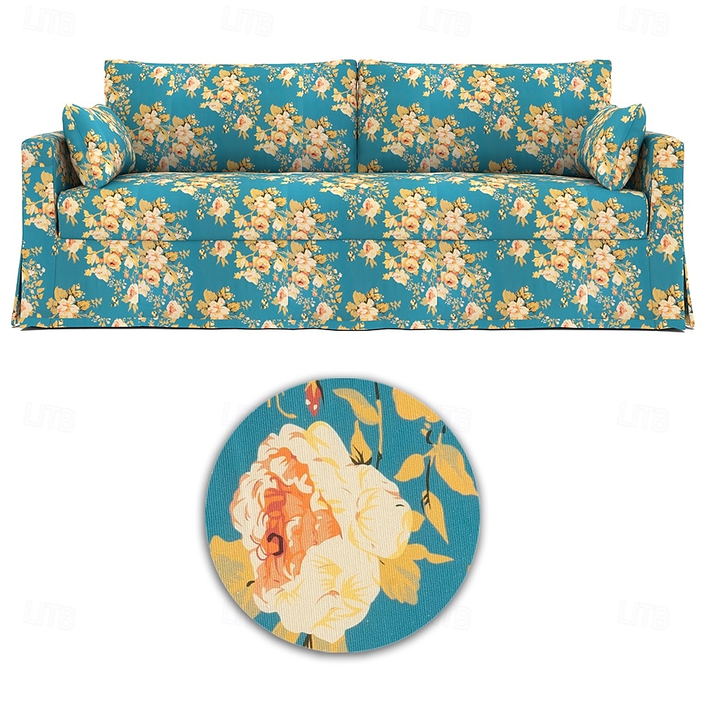 Sofabezug für Hyltarp-Sofa, gesteppt, floral, 100 % Baumwolle 2025 - $226.49 –P9