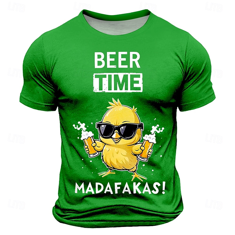 Men's Chick Oktoberfest Beer T Shirt Short Sleeve T shirt 3D Print Crew Neck Shirt Fashion Daily Street Daily Green 1# Blue 2# Black Summer Spring Clothing Apparel S M L XL XXL XXXL 2025 - $19.99 –P4