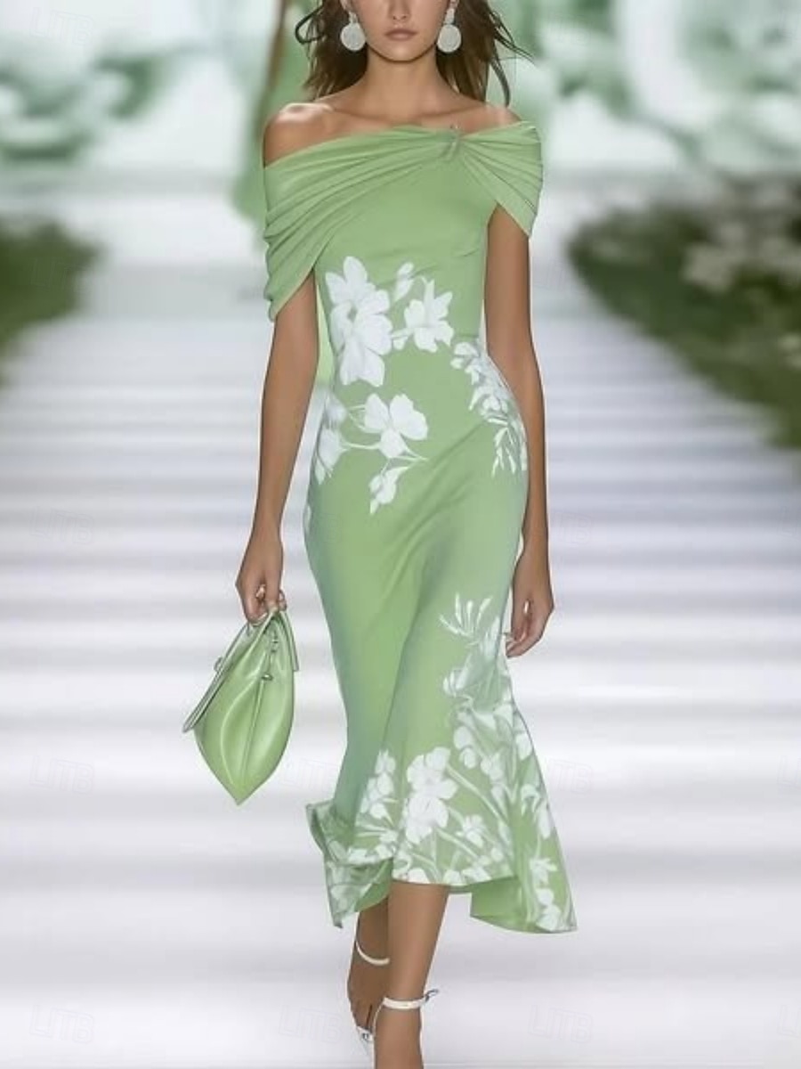 Pentru femei Rochie Maxi Rochie teacă Rochie A line Rochie cu umeri Casual În aer liber Ieșire Fit regulat Floral Grafic Manșon scurt De Pe Umăr Albastru Deschis Negru Verde Deschis Vară 2025 - $37.99 –P2
