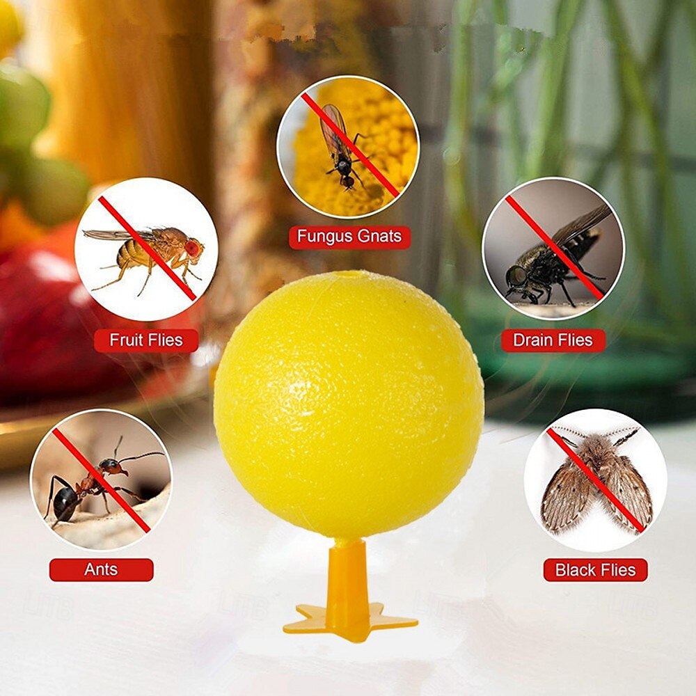 2 stk. fruktfluefeller med LED-nattlys, klebrig flygende insektfelleball, fruktsmak kjøkkenfelle for innendørs utendørs myggsamler 2025 - $5.99 –P7