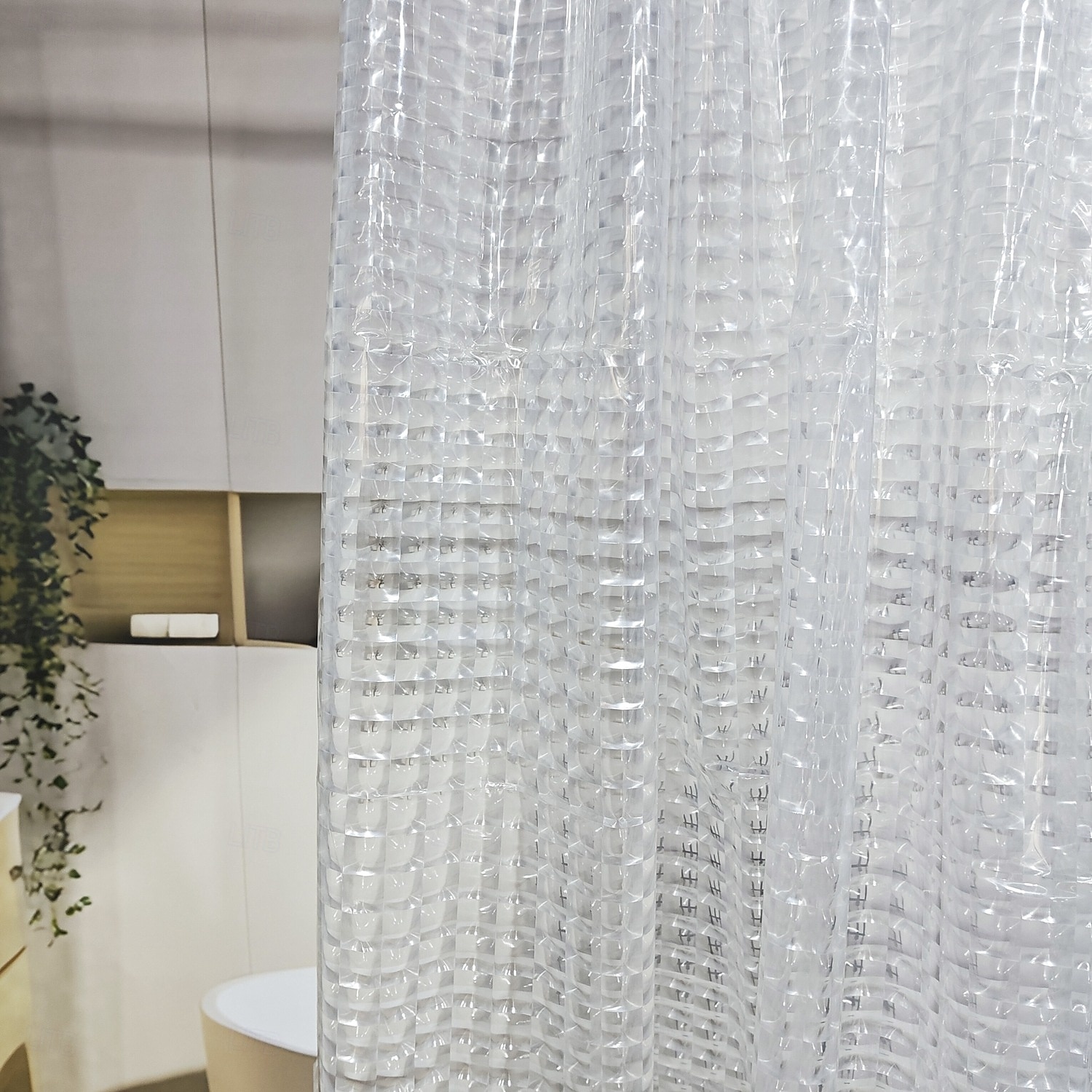 3D PEVA Shower Curtain Liner Waterproof 180x180cm 70"x70" Rustproof Metal Grommet Holes for Bathroom, Heavyweight Fabric, Washable, with Hooks Water Cube Colorful Clear 2025 - $13.99 –P1