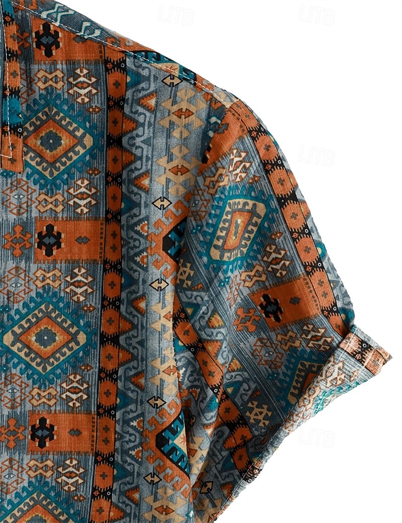 Retró Boho 1970-es évek Ing Hawaii ingek Hippi Azték Törzsi Férfi Mindszentek napja Farsang zenei fesztivál Tengerparti nyaralás Retro témájú buli Felnőttek Ing 2025 - $25.99 –P11